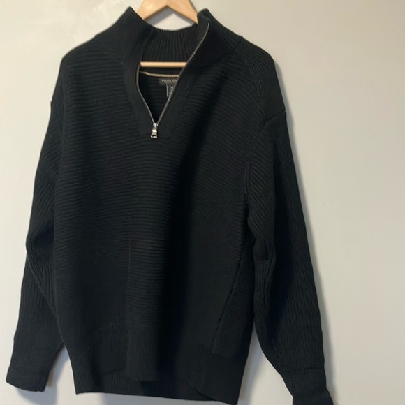 Banana Republic Black Half-Zip Organic Cotton Sweater - Picture 5 of 7